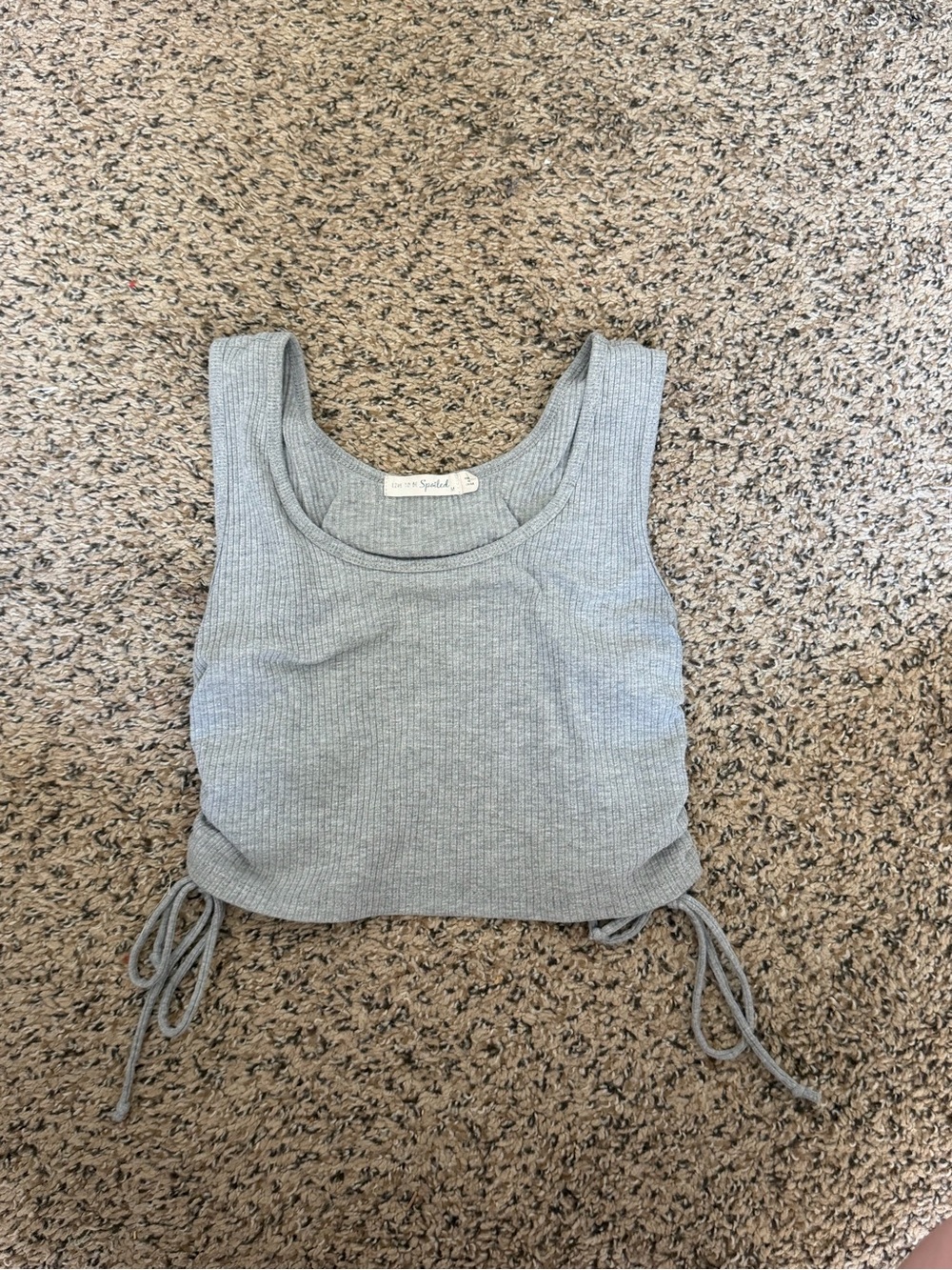 a new day Gray Ribbed Crop Tank with Side Drawstrings